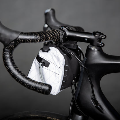 Pilot Bar Bag - Weatherproof Bicycle Handlebar Bag - XPac - Waxed Canvas - Cordura - Adjustable Harness System - 2.6L Cycling Bag - Handmade in USA