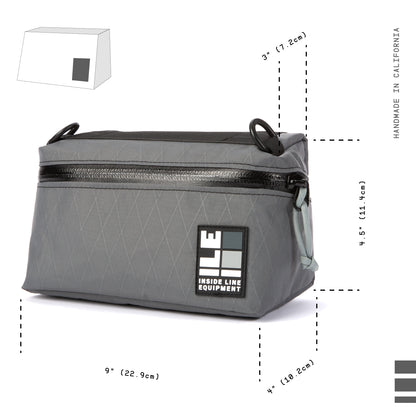 Pilot Bar Bag - Weatherproof Bicycle Handlebar Bag - XPac - Waxed Canvas - Cordura - Adjustable Harness System - 2.6L Cycling Bag - Handmade in USA